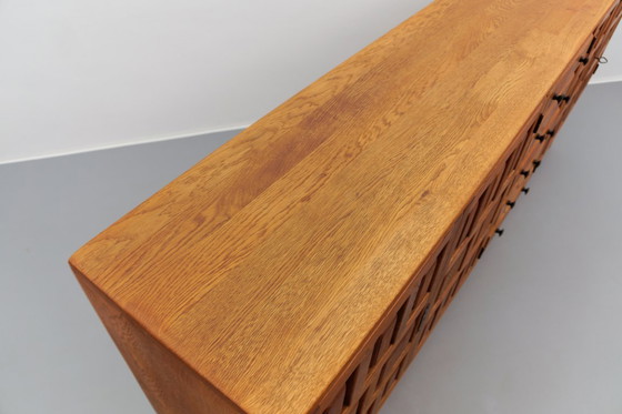 Image 1 of Large Screwless Sideboard in Carved Oak, Spain, 1960s