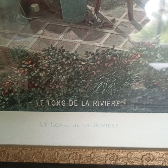 Image 1 of Bellissima stampa d'arte antica "Le Long de la Rivière" (1900 circa)