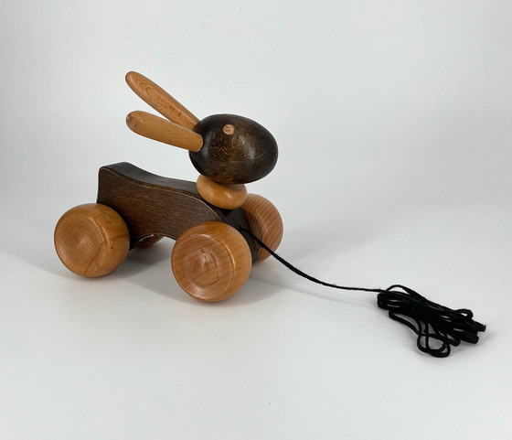 Image 1 of Jouet en bois vintage Ikea Lapin à tirer