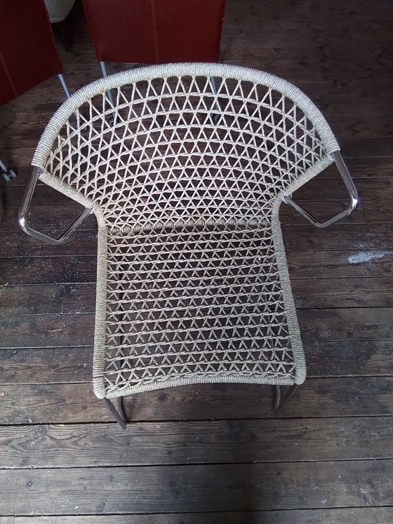 4 design eetkamerstoelen – Textile, Chrome (photo 5 of 5)