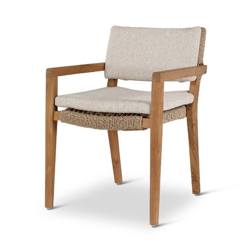 Sessel aus natürlichem Teakholz, 4-teilig