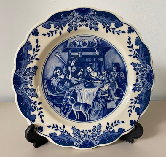 Image 1 of Regina Pottery Factory - Set of Delft Blue hand-painted wall plates
