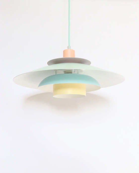 Image 1 of Lampada a sospensione danese vintage in colori pastello, stile retrò metà secolo
