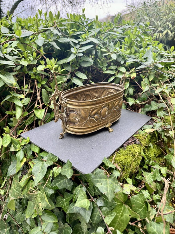 Grand cache pots en laiton Art Déco – Brass, Vintage (photo 2 of 10)