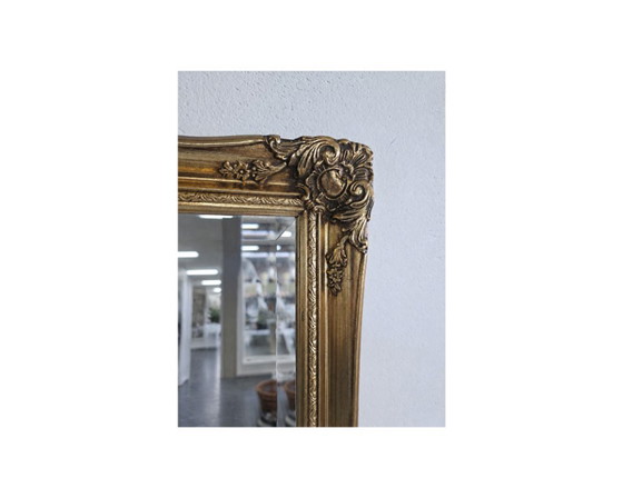 Miroir mural 'Golden' style Baroque Rococo à facettes (style Hollywood Regency), Verre, Doré (photo 3 sur 7)