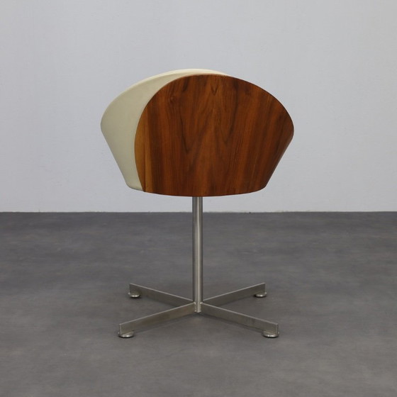 Image 1 of Mid-Century Modern Round Chair in Teak, Leather and Steel, 1960s