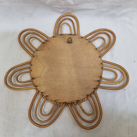 Image 1 of Espejo de sol de ratán 1970