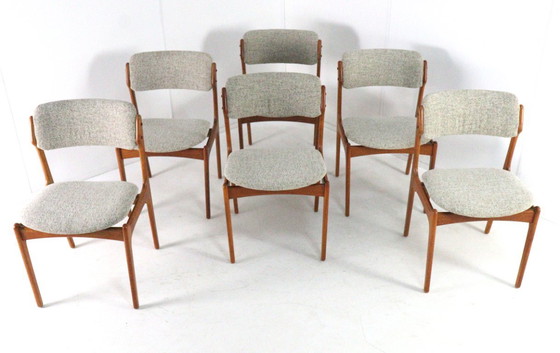 Image 1 of Set of 6 Erik Buch O.D. Mobler Chairs Model 49 Upholstered Vintage