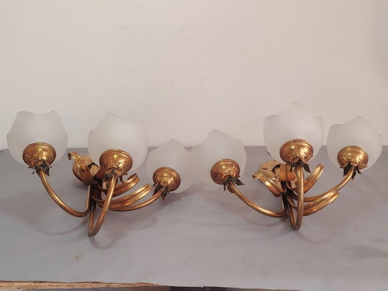 Image 1 of Vintage wandlamp (met wandarm) in Italiaanse Florentijnse stijl, gemaakt van smeedijzer.