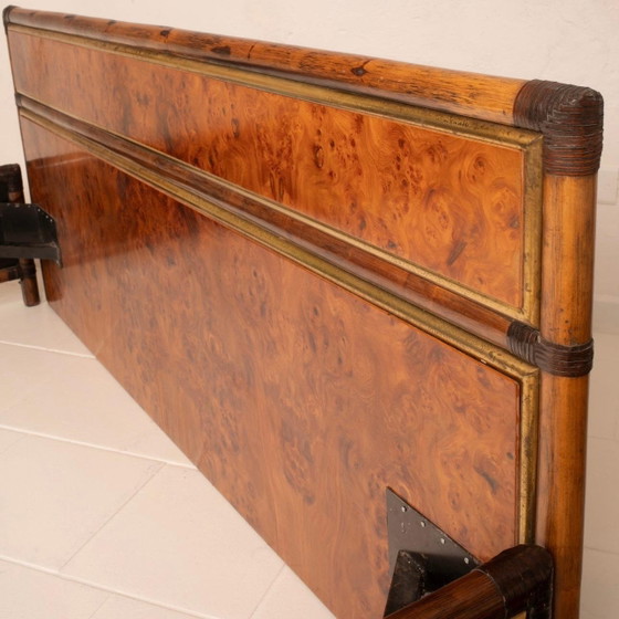 Cama King Size Alberto Smania Marango en Madera de Raíz y Latón Mid Century 1967 – Colchones y somieres (photo 20 of 20)