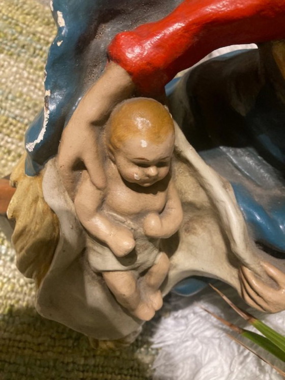 Image 1 of polychrome Gipsstatue der Maria mit dem Jesuskind