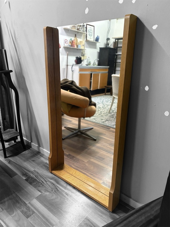 Grote vintage spiegel, Glas, Hout, Bruin (foto 6 van 7)