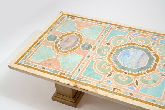 Image 1 of Marble and marquetry coffee table, 1970