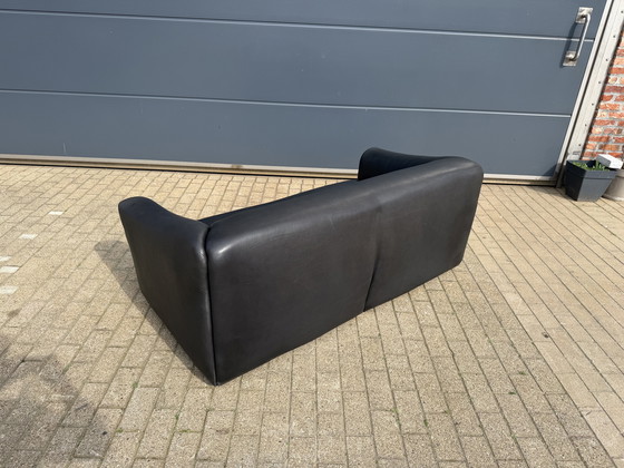 Image 1 of De Sede DS47 3-Sitzer in Büffelleder 5 mm NECK Schwarzes Leder, ausziehbarer Sitz