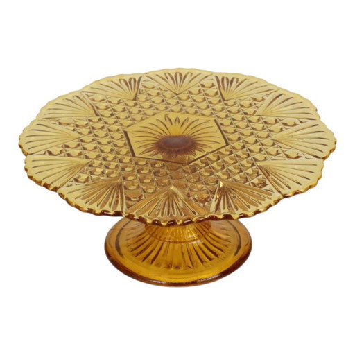 Alzata per torta vintage Art Déco color ambra