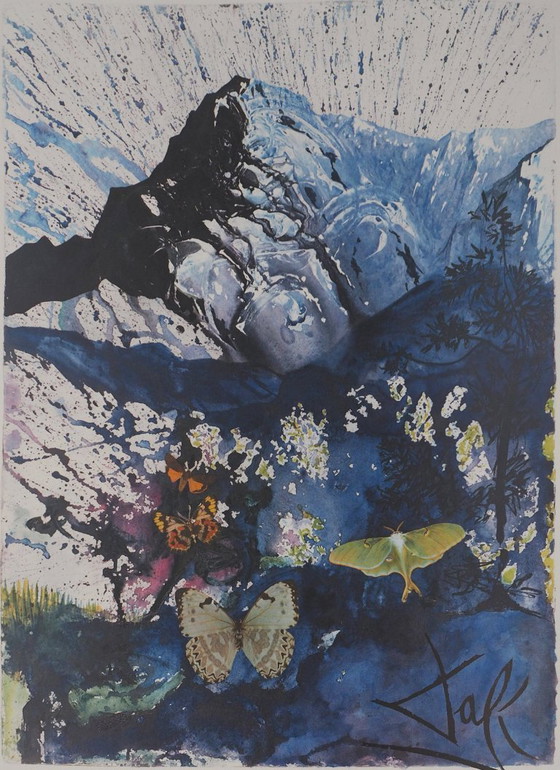 Salvador Dali : Les Alpes, SNCF (Suite Papillon), Lithographie Originale Signée (photo 3 of 7)