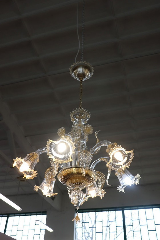 Image 1 of Transparenter Kronleuchter aus Muranoglas von La Murrina, Italien, Ende des 20.