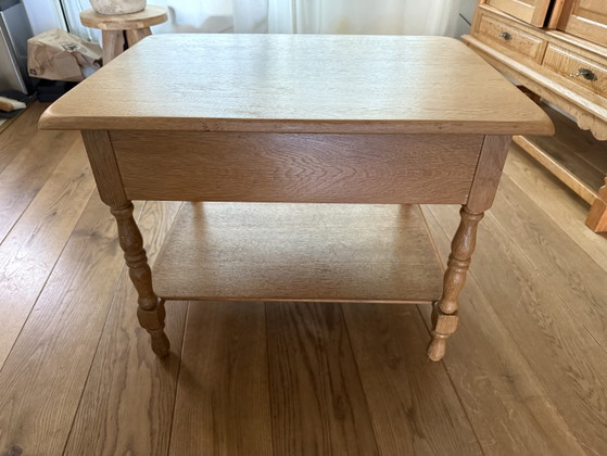 Danish Mid-Century Oak Sewing / Side Table by Henning Kjærnulf (1960s) – Storage cabinet, Wood (photo 7 of 7)