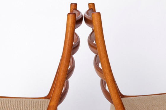 Image 1 of Set of 4 JK Møbler Teak Chairs – 1970s Danish Design, Vintage Dining Chairs, Original Upholstery, Mid-Century Modern