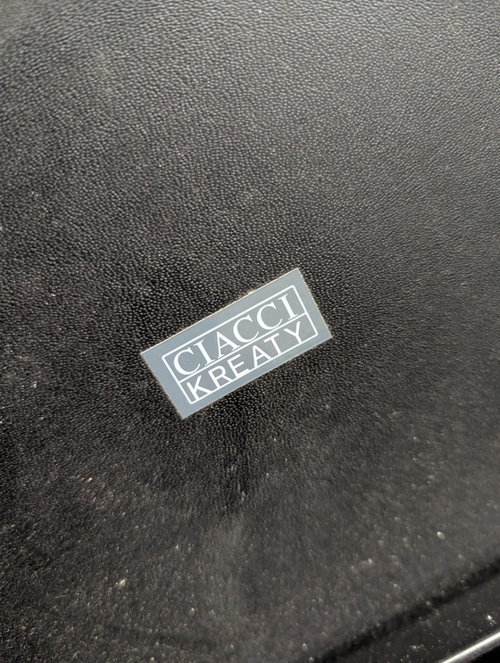 Image 1 of 6x vintage Italiaanse eetstoelen- zwart leer- Ciacci Kreaty 