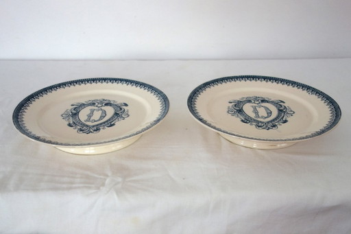 2 footed plates, Terre de fer Vermont & Blanchet, circa 1900