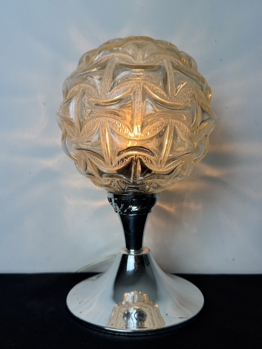 Vintage Art Deco glazen Bubble lamp tafellamp