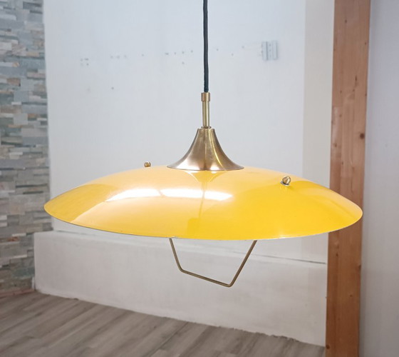 Saliscendi counterweight pendant lamp, Italy, 1960s – Brass, Metal (photo 3 of 16)