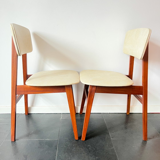 Image 1 of Chaises vintage Simpla-Lux - Lot de 2 - Design hollandais - Bois, cuir synthétique - 60s/70s