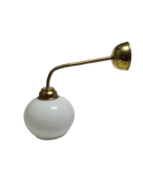 Art Deco wandlamp, Polen, jaren 1950 – Wandlampen, Glass, Brass (photo 4 of 7)