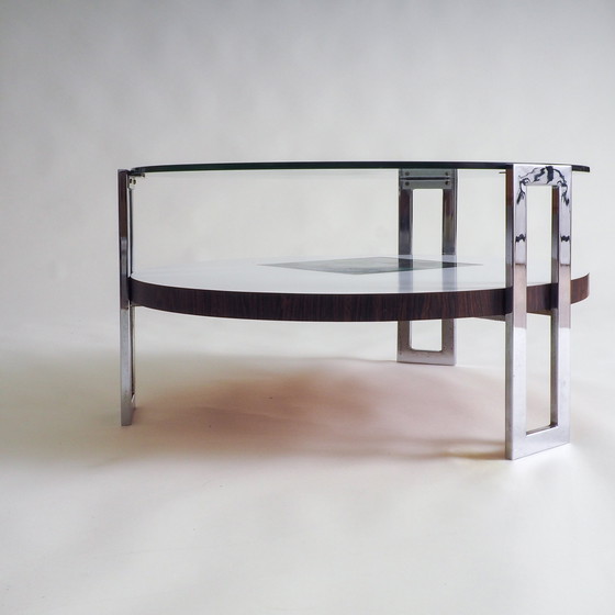 Image 1 of Tavolino rotondo in vetro e cromo dell'era spaziale