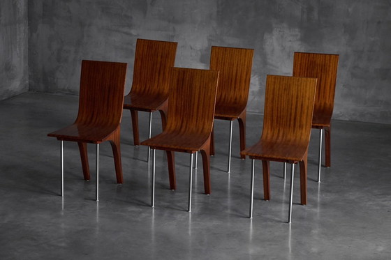 Image 1 of Chaises de salle à manger postmodernes en noyer, Italie, années 1980