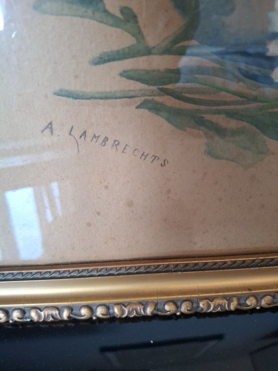 Still Life Daisies – A.Lambrechs, Paintings & Drawings, Glass, Paper (photo 3 of 6)