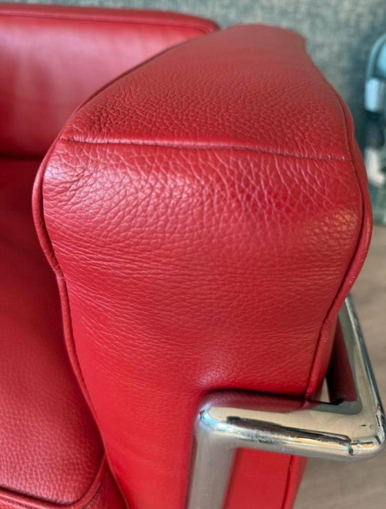 Image 1 of Vintage LC2 Le Corbusier fauteuil in rood leer, Italië, jaren 80