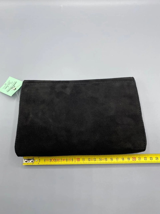 Pochette Pierre Chupin in velluto nero e verde oliva, realizzata in Francia negli anni '80. (photo 5 of 5)