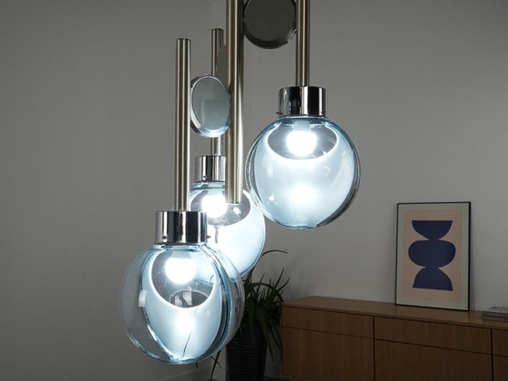 Image 1 of Lustre de style futuriste, verre de Murano, années 1970, fabriqué en Italie