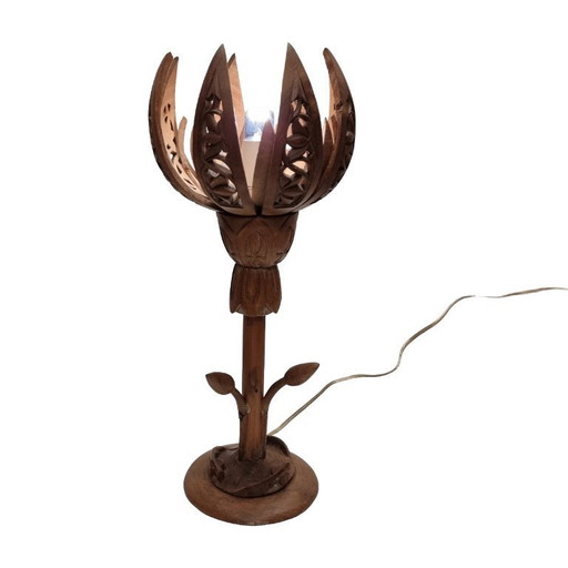 Wooden vintage lotus lamp