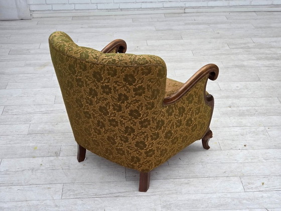 Image 1 of Poltrona danese degli anni '50, mobili in lana, legno di quercia intagliato a mano.