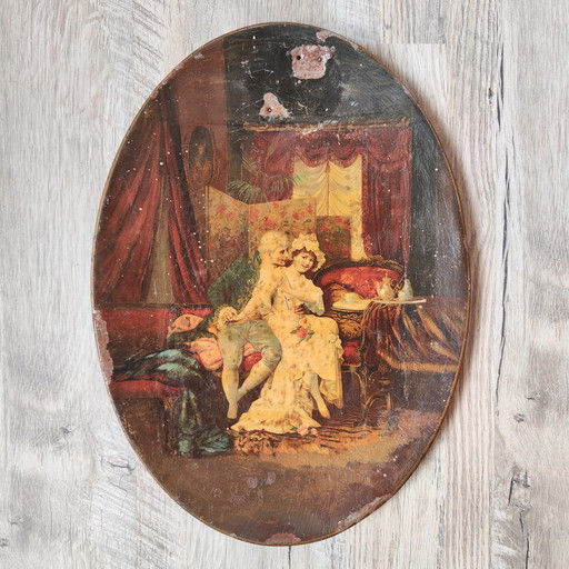 2 peintures sur une plaque de métal