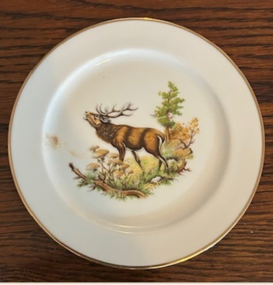 Image 1 of 6 assiettes à thème de chasse Crown Staffordshire