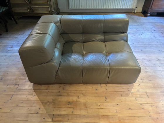 B&B Italia, Tufty time, graugrünes Leder (AF152), 3-teiliges Set, Top-Zustand, Modulare Sofas (Foto 10 von 19)