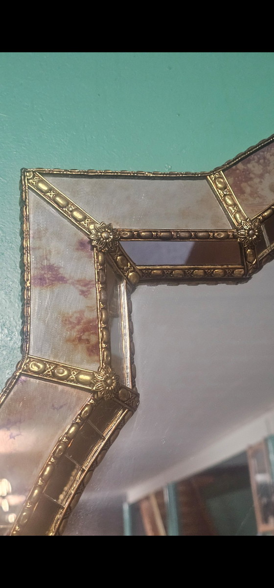Image 1 of Exclusive Vintage Mosaic Mirror | Faceted | 1970s | 75 cm | Perfect Condition