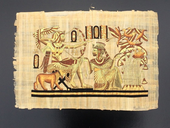 Image 1 of Large Papyrus (65 x 45 cm) 'Pharaoh on the hunt' NEW!