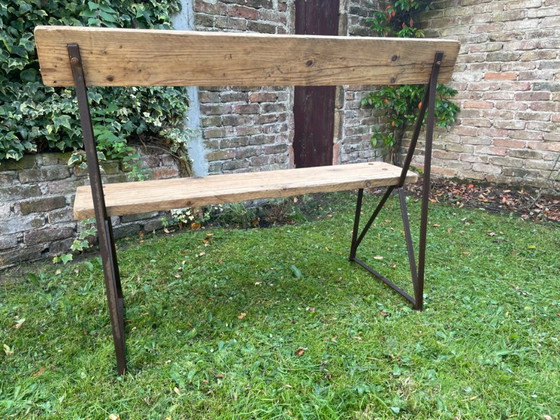 Banc vintage français avec dossier pour entrée ou jardin – Bancs de jardin, Wood, Iron (photo 17 of 19)