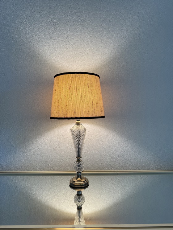 Image 1 of Glass and brass lamp from the 60s