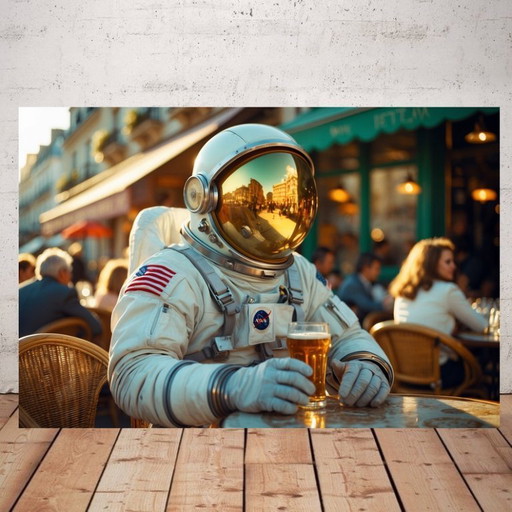 Photo Imprimée sur Plexi ou Aluminium / Série Limitée / Signée / Astronaute Café Parisien