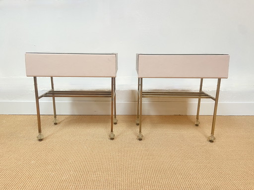 Paire de Chevets en Palissandre et Cuir, Italie, 1960