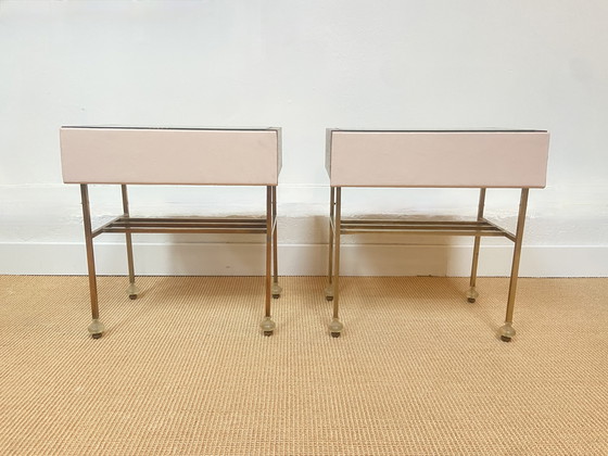 Image 1 of Paar Chevets aus Palisander und Leder, Italien, 1960