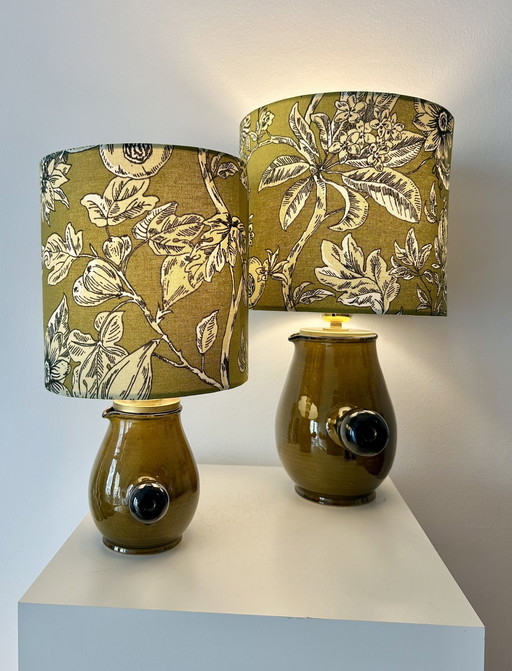 2 vase lamps made from French bistro pitches, 1960s