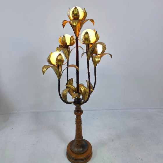 Image 1 of Hollywood Regency Lamp Florentiner Bamboe Palmboom Verguld