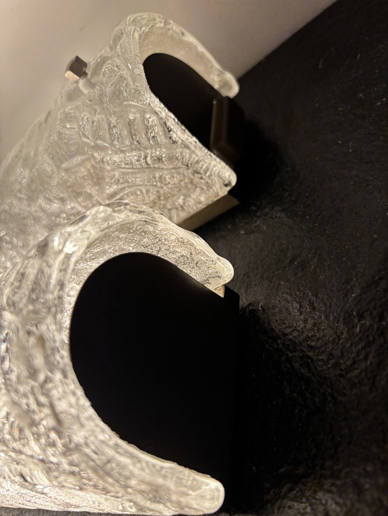 Image 1 of Ensemble de 2 très grandes appliques murales (verre dépoli vintage) Hans Popp (HP Leuchten)